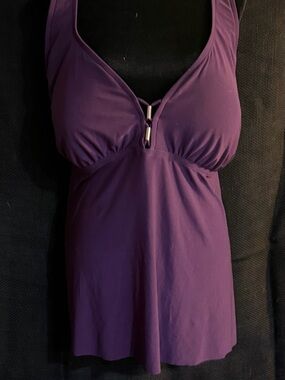 EUC Aqua Green Deep Purple Women's Tankini Swim Top Size 26 W